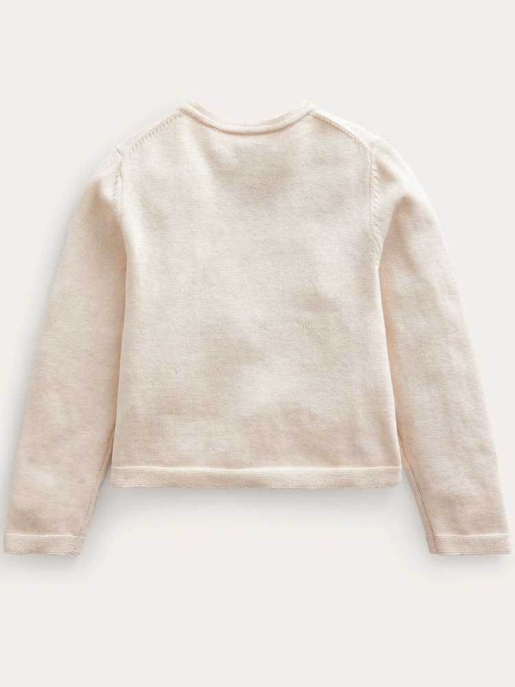 Natural - Cardigan Boden Pointelle 100% bumbac - Imaginea 2 din 3
