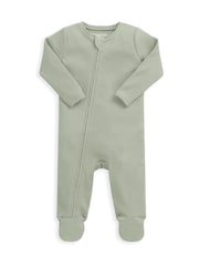 Mamas & Papas Green Baby Zip Sleepsuit - Image 2 of 4
