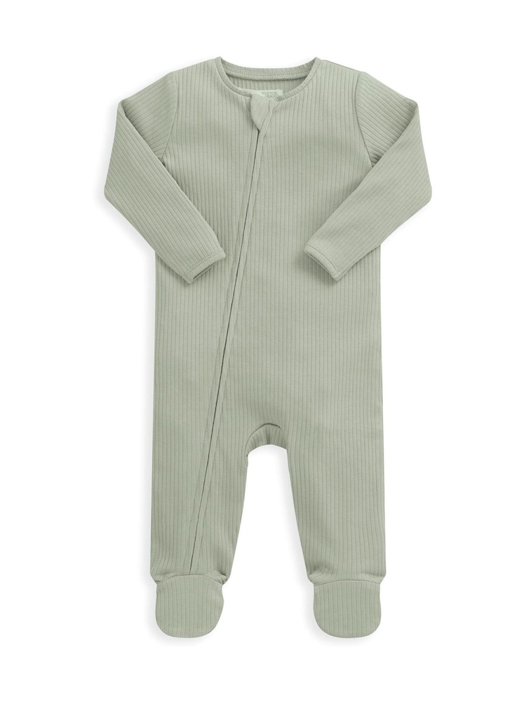 Mamas & Papas Green Baby Zip Sleepsuit - Image 2 of 4