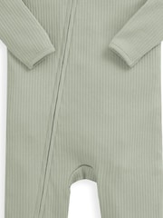 Mamas & Papas Green Baby Zip Sleepsuit - Image 3 of 4