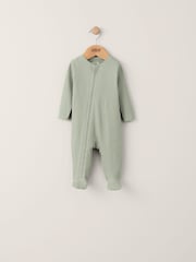 Mamas & Papas Green Baby Zip Sleepsuit - Image 4 of 4