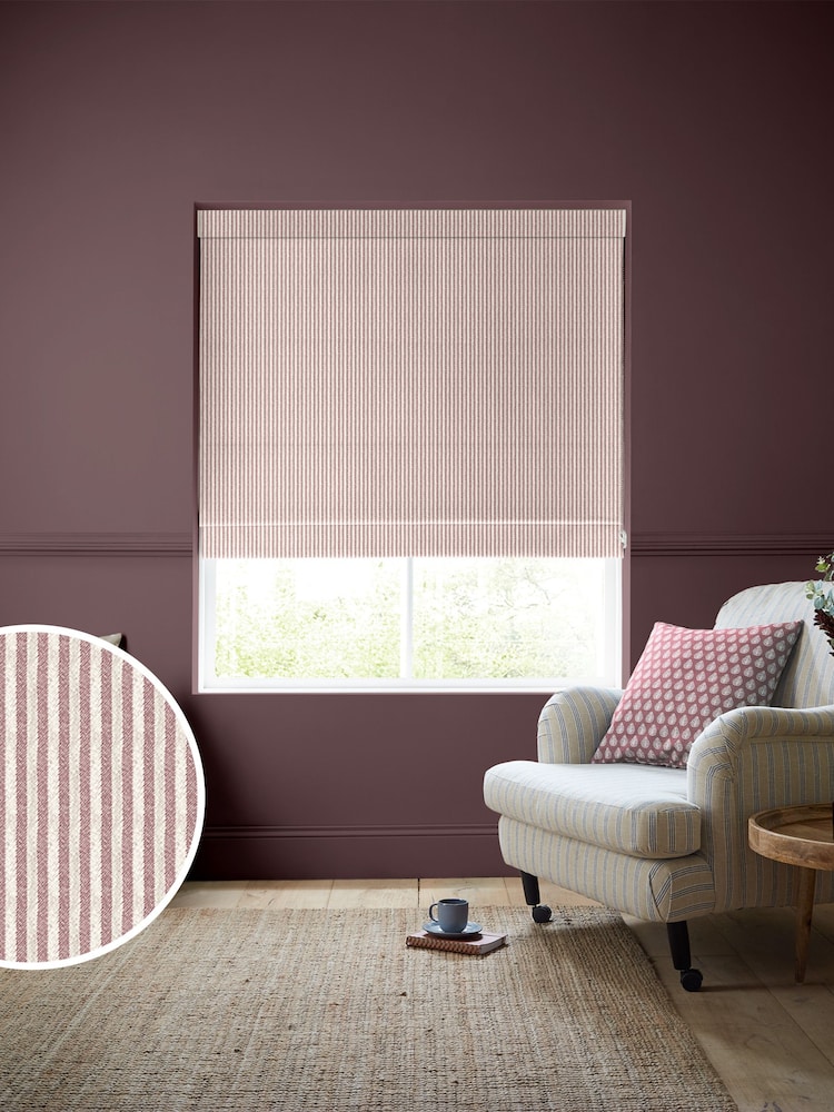 Emily Bond Raspberry Pink Oscar Stripe Made to Measure Roman Blinds - Image 1 of 6