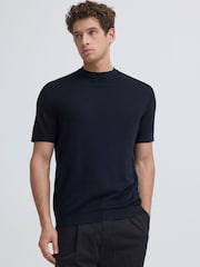 Casual Friday Blue Hitra Short Sleeve High Neck T-Shirt - Image 1 of 5