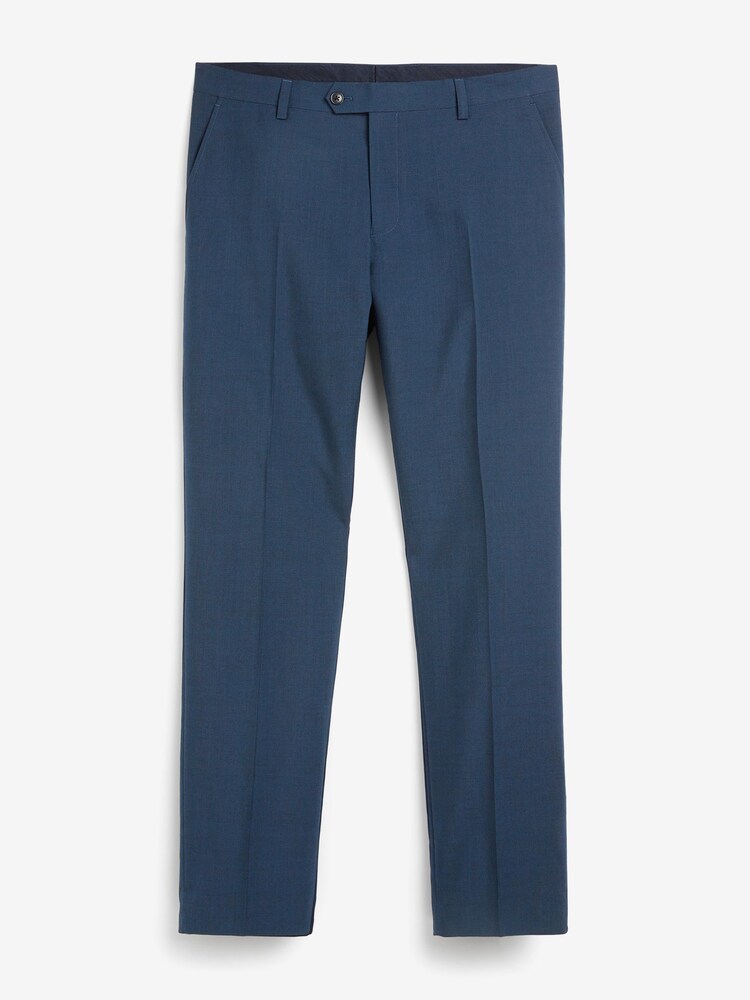 Bright Blue Slim Wool Mix Textured Suit: Trousers - Image 5 of 5