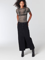 Silver Sheer Metallic Sparkle Short Sleeve T-Shirt - Image 2 of 5