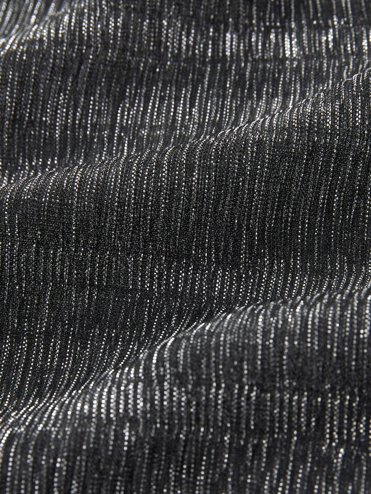 Silver Sheer Metallic Sparkle Short Sleeve T-Shirt - Image 5 of 5