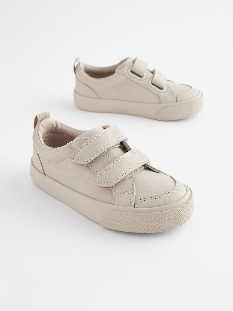 Stone Cream Wide Fit (G) Two Strap Touch Fastening Trainers - Image 1 of 7
