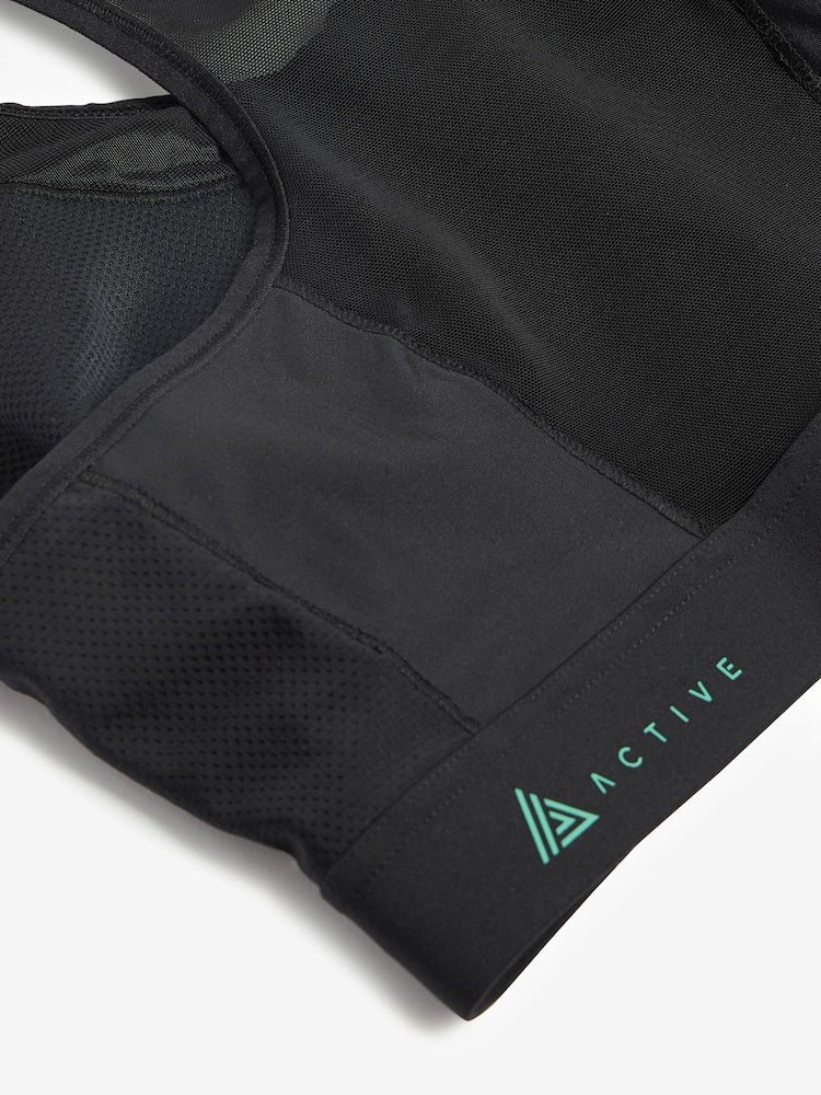 Black Active Sports Zip Front Dry Tech High Impact Bra DD+ - Image 7 of 7