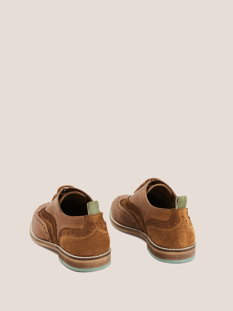 White Stuff Brown Thistle Leather Lace-Up Brogues - Image 3 of 4