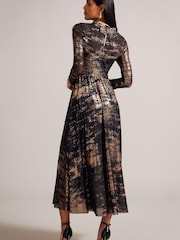 Ted Baker Iggiey 3/4 Length Sleeve Blue Dress With Ruffled Skirt - Image 2 of 4