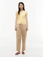 Tommy Hilfiger Yellow Cable Knit Slim Cap Sleeve Cardigan - Image 3 of 5