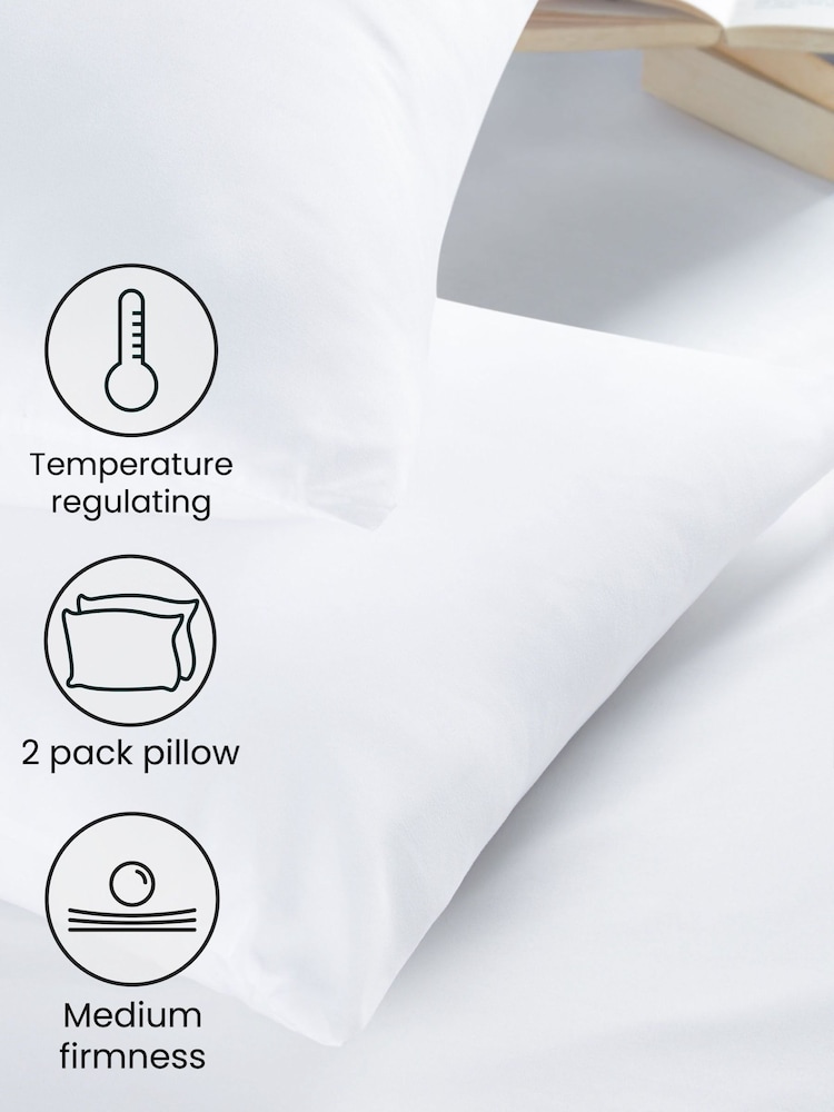 Set of 2 100% Cotton Temperature Regulating Medium Pillows - Image 2 of 3