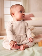 Beige Bear Baby Top And Leggings Set - Image 1 of 10