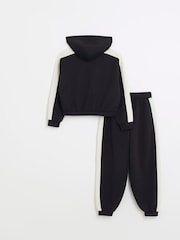 River Island Black Girls Taped 100% Cotton Hoodie and Joggers Set - Image 2 of 4