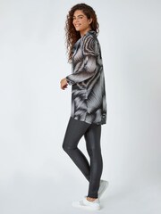Roman Black Abstract Print Cowl Neck Stretch Top - Image 3 of 5