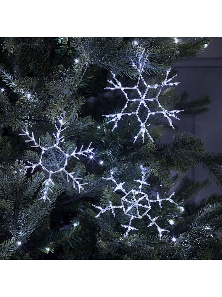 Lights4fun White Snowflake Christmas Battery Operated Light Trio - Image 1 of 2