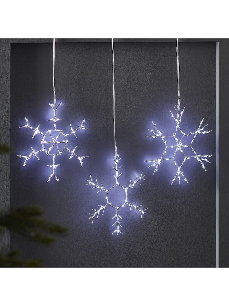 Lights4fun White Snowflake Christmas Battery Operated Light Trio - Image 2 of 2