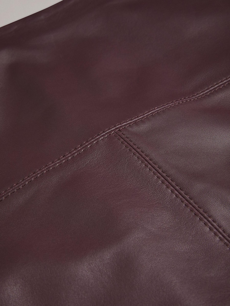 Ted Baker Valiat A-Line Leather Mini Brown Skirt - Image 5 of 5
