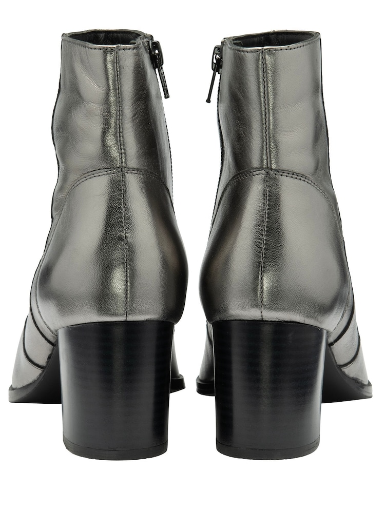 Ravel Grey Leather Heeled Ankle Boots - Image 1 of 4
