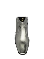 Ravel Grey Leather Heeled Ankle Boots - Image 2 of 4