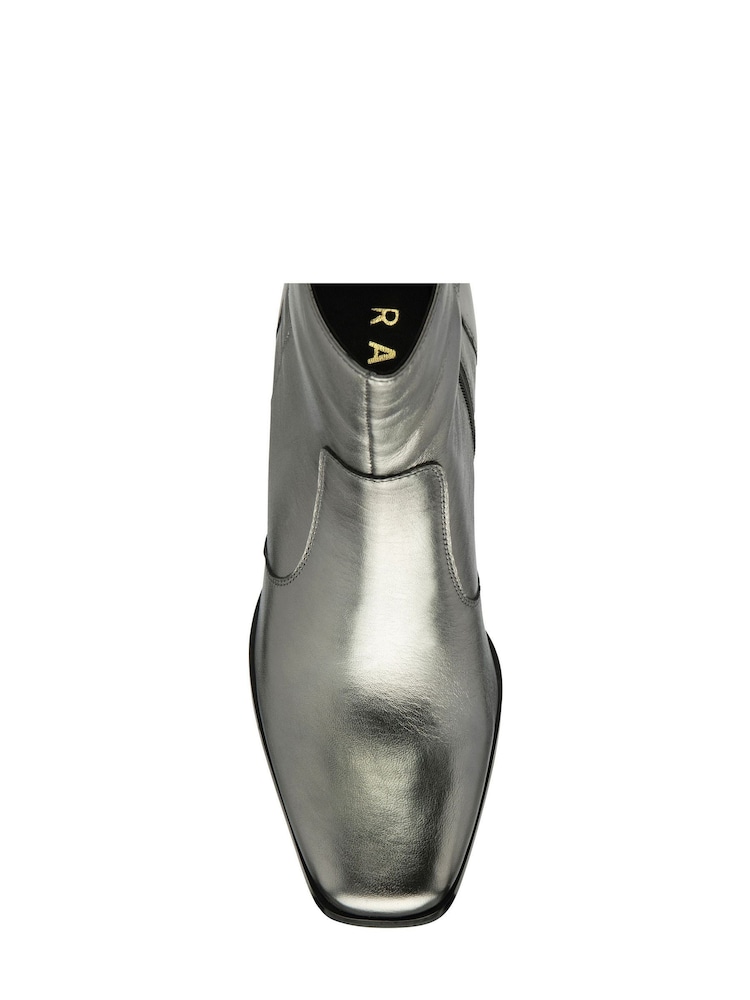 Ravel Grey Leather Heeled Ankle Boots - Image 2 of 4