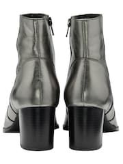 Ravel Grey Leather Heeled Ankle Boots - Image 3 of 4
