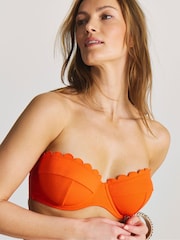 Simply Be Orange Scallop Bandeau Bikini Top - Image 3 of 4