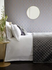 White Collection Luxe 300 Thread Count 100% Cotton Sateen Waffle Stripe Duvet Cover And Pillowcase Set - Image 1 of 1