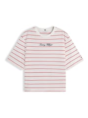 Tommy Hilfiger Red Logo Embroidery Relaxed Crew Neck T-Shirt - Image 5 of 5