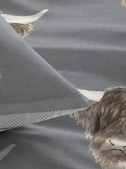Fusion Grey Highland Cow Easy Care Duvet Cover And Pillowcase Set - Image 2 of 4