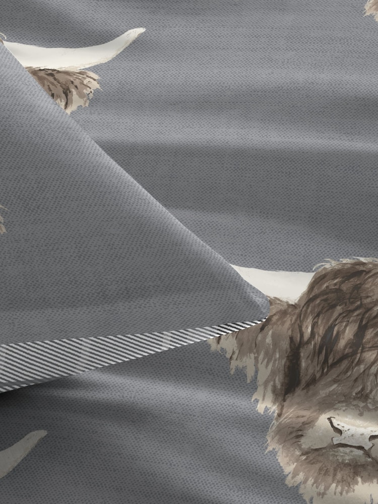 Fusion Grey Highland Cow Easy Care Duvet Cover And Pillowcase Set - Image 2 of 4