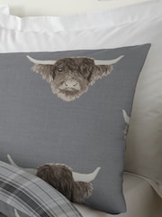 Fusion Grey Highland Cow Easy Care Duvet Cover And Pillowcase Set - Image 3 of 4