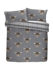 Fusion Grey Highland Cow Easy Care Duvet Cover And Pillowcase Set - Image 4 of 4