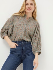 FatFace Green Evelyn Craft Floral Blouse - Image 1 of 4