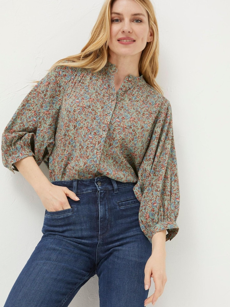 FatFace Green Evelyn Craft Floral Blouse - Image 1 of 4