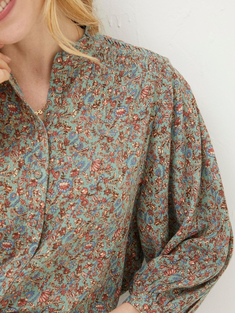 FatFace Green Evelyn Craft Floral Blouse - Image 4 of 4