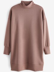 Taupe Premium High Neck Midi Dress - Image 4 of 5