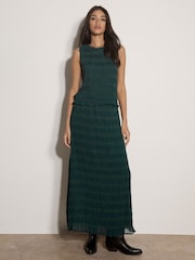Apricot Green Ruched Chiffon Maxi Skirt - Image 4 of 5
