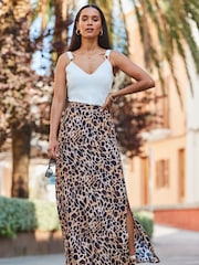 Sosandar Black/Brown Leopard Print Maxi Skirt - Image 1 of 4
