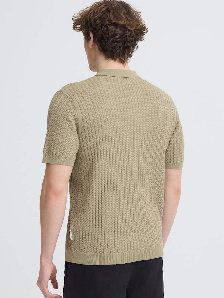 Casual Friday Green Karl Short Sleeve Knitted Polo Shirt - Image 2 of 5