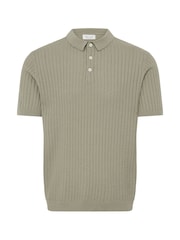 Casual Friday Green Karl Short Sleeve Knitted Polo Shirt - Image 5 of 5