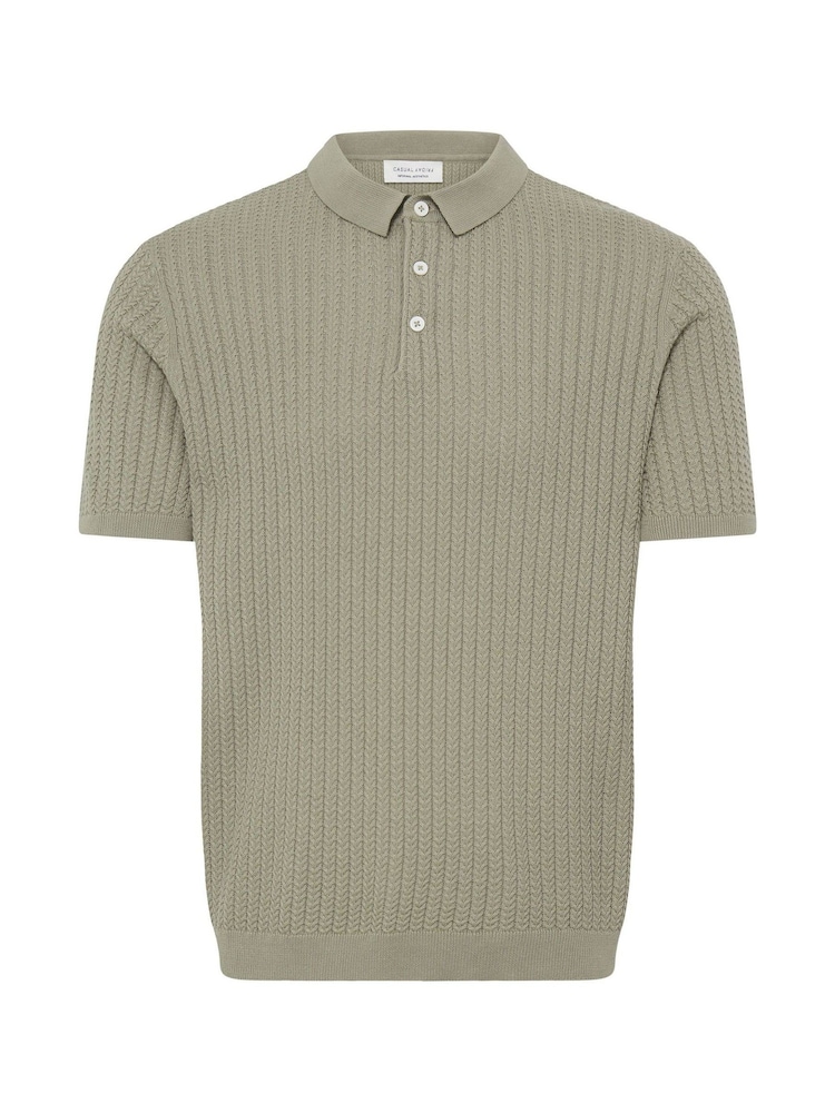 Casual Friday Green Karl Short Sleeve Knitted Polo Shirt - Image 5 of 5