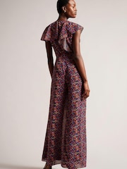 Ted Baker Surya Black Ruffle Front Wide Leg Jumpsuit - Image 2 of 5