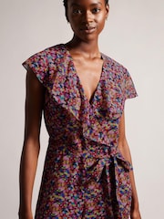 Ted Baker Surya Black Ruffle Front Wide Leg Jumpsuit - Image 3 of 5