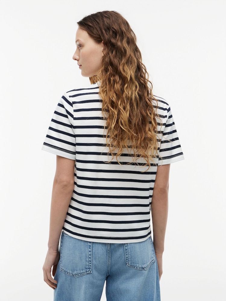 Tommy Hilfiger Blue Boxy Interlock Knit T-Shirt - Image 2 of 5 Tommy Hilfiger Blue Boxy Interlock Knit T-Shirt - Image 2 of 5