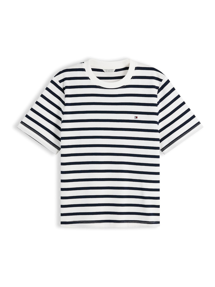 Tommy Hilfiger Blue Boxy Interlock Knit T-Shirt - Image 5 of 5 Tommy Hilfiger Blue Boxy Interlock Knit T-Shirt - Image 5 of 5