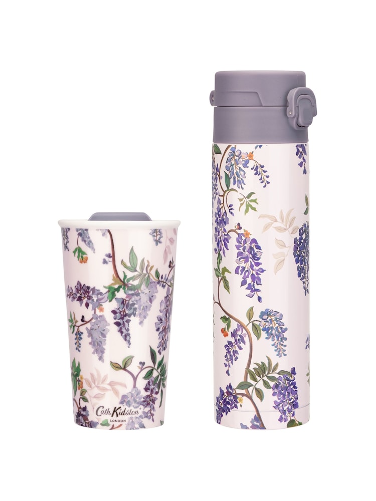 Cath Kidston Purple Wisteria Travel Mug & Flask Set - Image 2 of 4