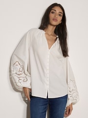 Apricot White Cotton Cut-Out Blouse - Image 1 of 5