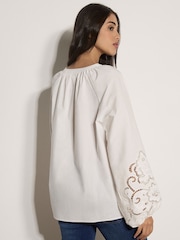 Apricot White Cotton Cut-Out Blouse - Image 2 of 5