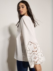 Apricot White Cotton Cut-Out Blouse - Image 3 of 5